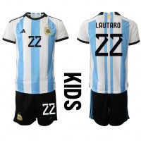 Maglie da calcio Argentina Lautaro Martinez #22 Prima Maglia Bambino Mondiali 2022 Manica Corta (+ Pantaloni corti)